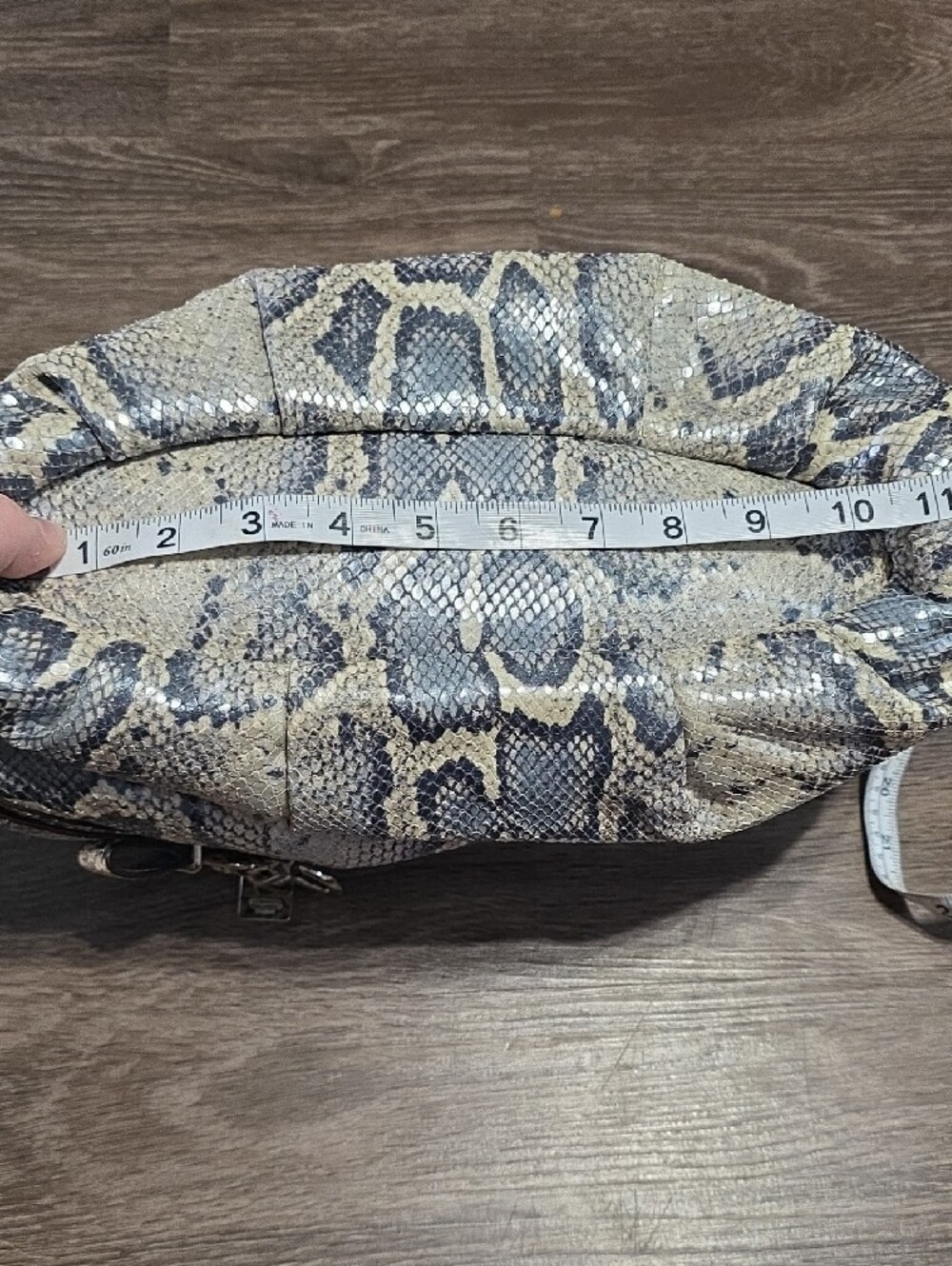 Coach Blue and Cream Snake-Print Leather Satchel with Silver Hardware - Picture 10 of 11